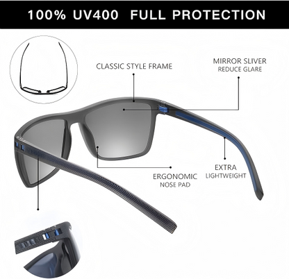Polarized Sunglasses  Lightweight TR90 Frames  UV400 Protection  Square Sunglasses