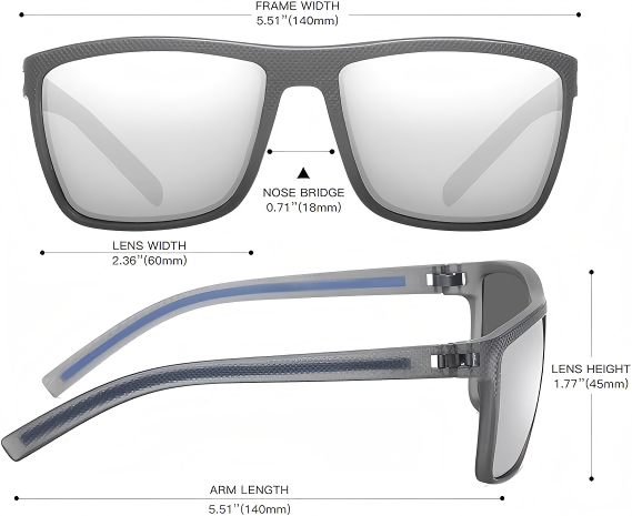 Polarized Sunglasses  Lightweight TR90 Frames  UV400 Protection  Square Sunglasses
