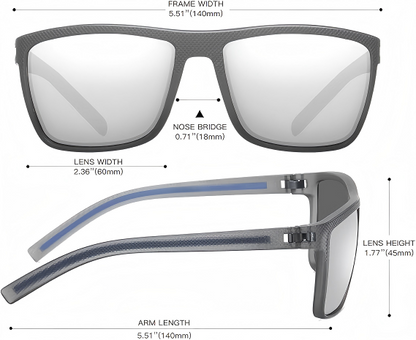 Polarized Sunglasses  Lightweight TR90 Frames  UV400 Protection  Square Sunglasses