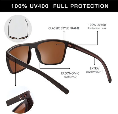 Polarized Sunglasses for  Lightweight TR90 Frame UV400 Protection Square Sun Glasses