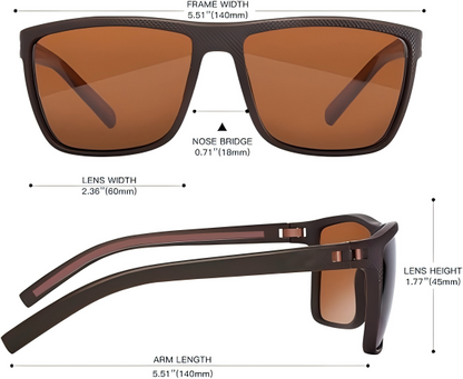 Polarized Sunglasses for  Lightweight TR90 Frame UV400 Protection Square Sun Glasses