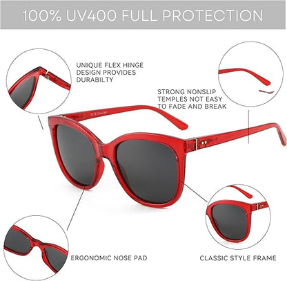 Polarized Sunglasses for Women UV400 Protection Retro Cute Fashion Cateye Sun Glasses
