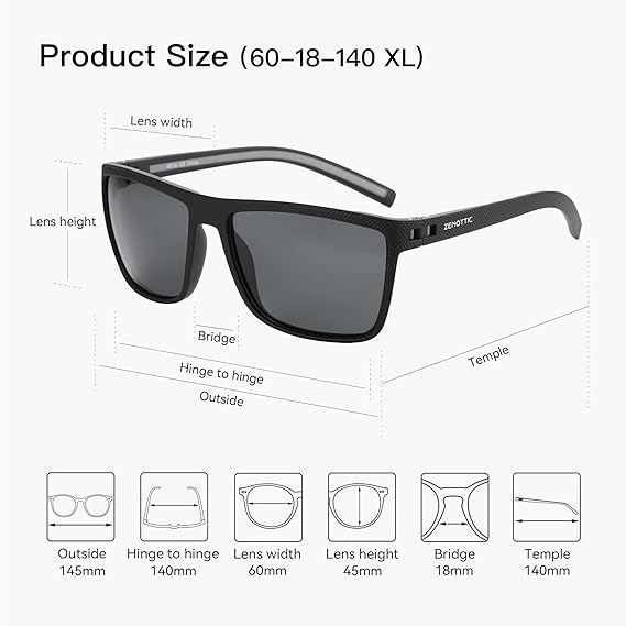 Sunglasses for Lightweight  Frame UV400 Protection Square Sun Glasses