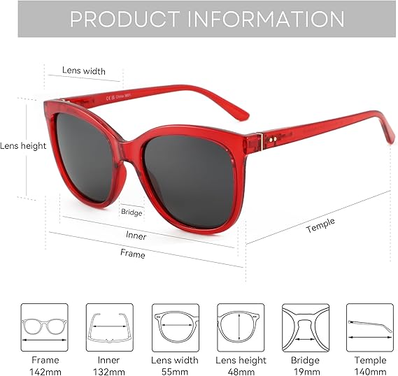 Polarized Sunglasses for Women UV400 Protection Retro Cute Fashion Cateye Sun Glasses